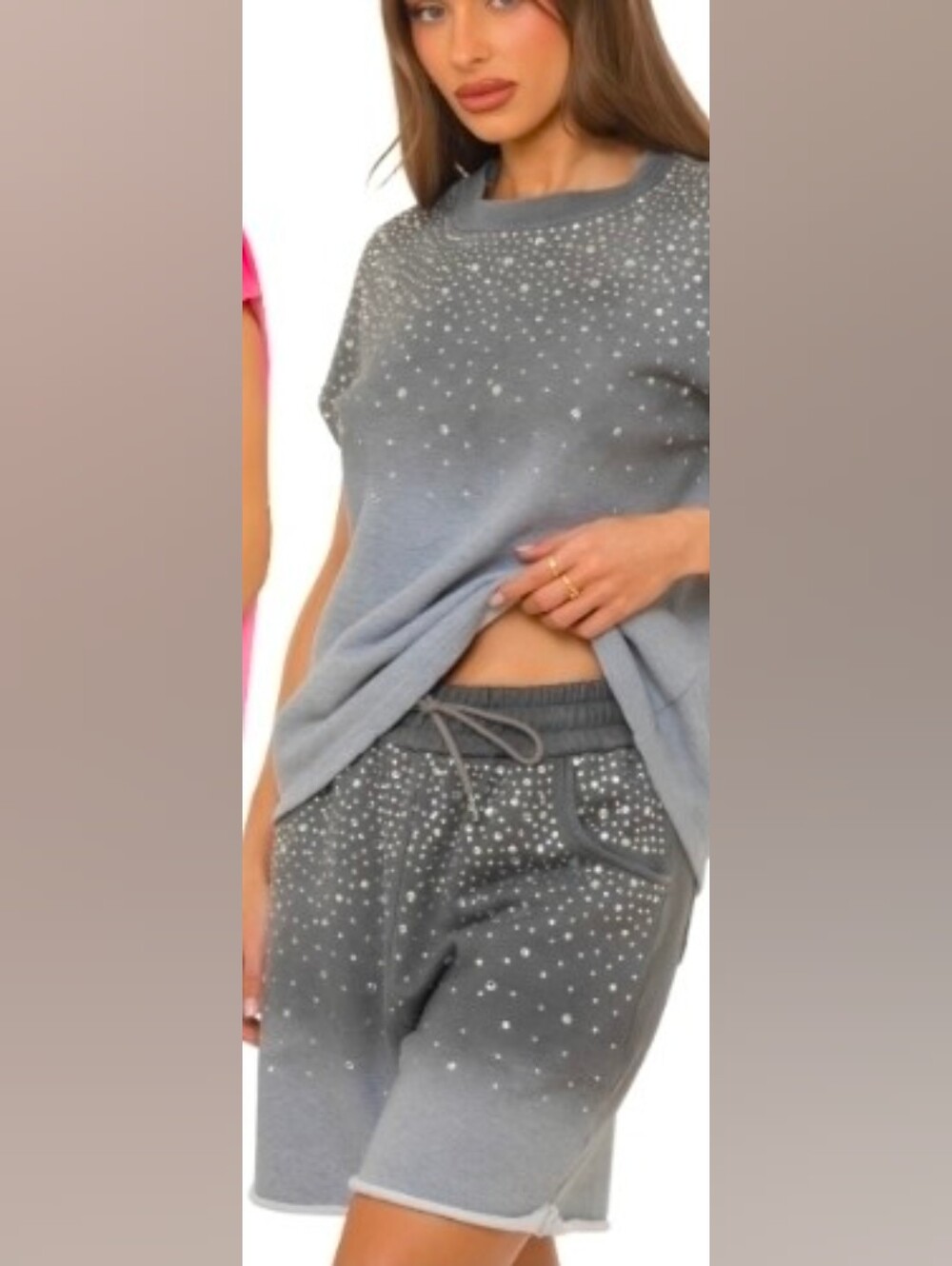 NewGens High Rise Rhinestone Short Set - Picture 3 of 8